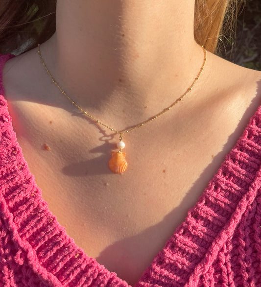 Key Largo Orange Calico Shell Necklace