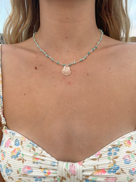 The Waimea Aventurine Beaded Seashell Necklace