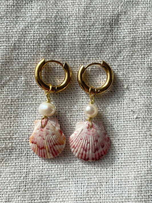 The Grandview Gold Calico Shell Hoops